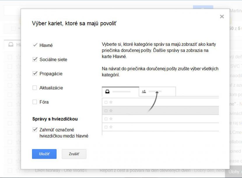 Gmail - kategórie