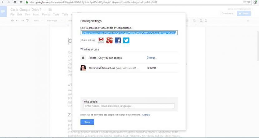 Google Drive - zdieľanie