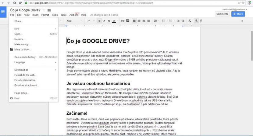 Google Drive - textový editor