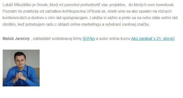 referencia Matúš Jarečný